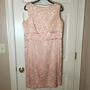 Talbots Ivory & Pink Floral Sleeveless Sheath Dress - 16